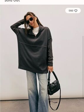 We the Free On It 1/2 zip oversized